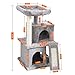 PAWZ Road 34 Inches Cat Tree Multilevel Cat Tower with Double Condos, Spacious Perch, Fully Wrapped Scratching Sisal Post and Replaceable Dangling Balls Gray