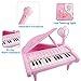 M SANMERSEN Piano Keyboard Toys for Kids, Birthday Gift 1 2 3 4 Year Old Girls 24 Key Piano Music Learning Keyboard Toys with Microphone Pink