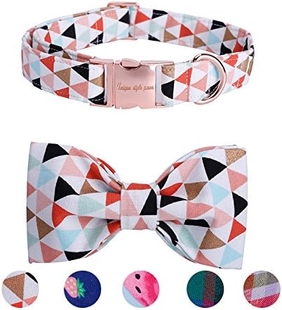 USP Pet Soft&Comfy Bowtie Dog Collar and Cat Collar Pet Gift for Dogs and Cats Adjustable Pure Cotton Collars 6 Sizes and 5 Patterns
