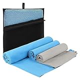 SiFREE 3 Packs Microfiber Towel, Fast Drying Gym Towels with Mesh Bag For Sports Travel Yoga Beach Swim