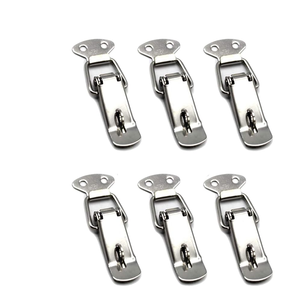 ieron 6Pcs Toggle Latch Catch Clamp, 58mm Spring Loaded Toggle Latch Stainless Steel for Case Box, Toolbox, Drawer, Cabinet, Chest Box Silver