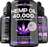 Hemp Oil Extract - 40,000 Milligrams - Improved Formula - Made in USA - 100% Pure Hemp Oil for Stress & Anxiety - Doctor Recommended Natural Sleep Aid, Mood & Immunity Boost - Raw Omega 3, 6, 9