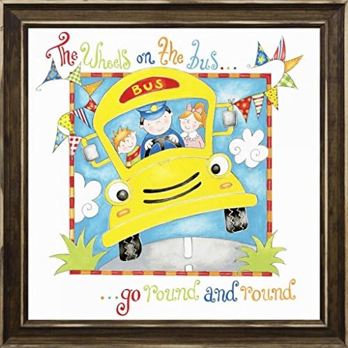 16x16 The Wheels on the Bus by P.S. Art Studios: Distressed Classic Saddle PL1377