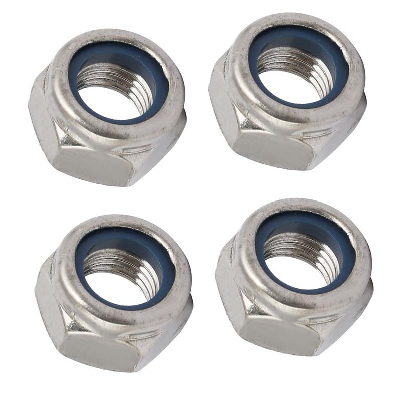 MACHSWON Hex Lock Nuts for Machinery Industry Home Appliances Nylon Insert Self-Locking Nuts Stainless Steel Anti-Loose Locknuts M12 x 1.5mm 4pcs