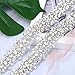 XINFANGXIU 1 Yard Silver Wedding Dress Applique Crystals Rhinestones Applique Bridal Belt for Women Formal Prom Evening