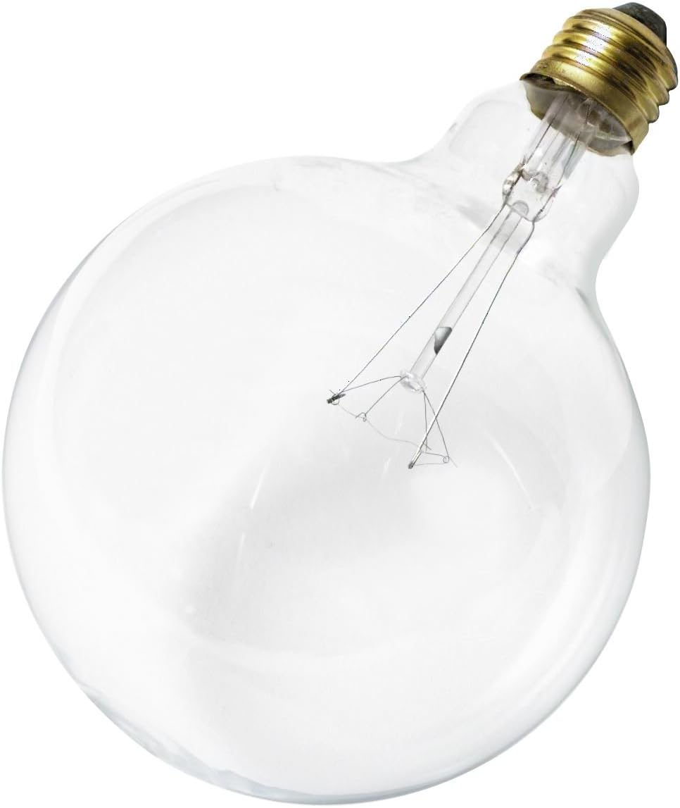 Satco 60G40 Incandescent Globe Light, 60W E26 G40, Clear Bulb [Pack of