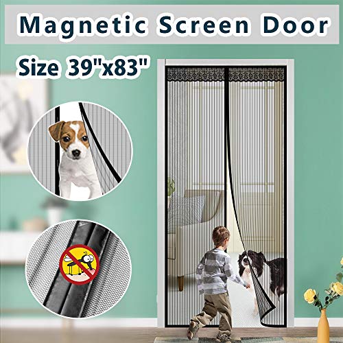 Magnetic Screen Door Cover IKSTAR Double Mesh Curtain with Full Frame Magic Tape Magic Instant Mesh Door for Front Door and Home Outside Kids/Pets Walk Through Easily Fit Door Size Up to 36"x82" Max - Thumbnail 7