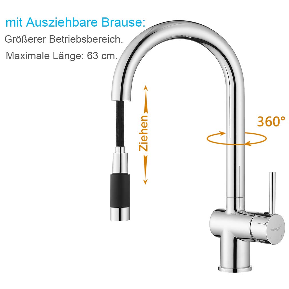 Ubeegol Niederdruck Armatur Kuche Wasserhahn 360 Drehbar Kuchenarmatur Mit Brause Ausziehbar Kuchewasserhahn Niederdruckarmatur Spularmatur Mischbatterie Spule Kuchen Badinstallationen Kucheninstallation Livemillennium Com