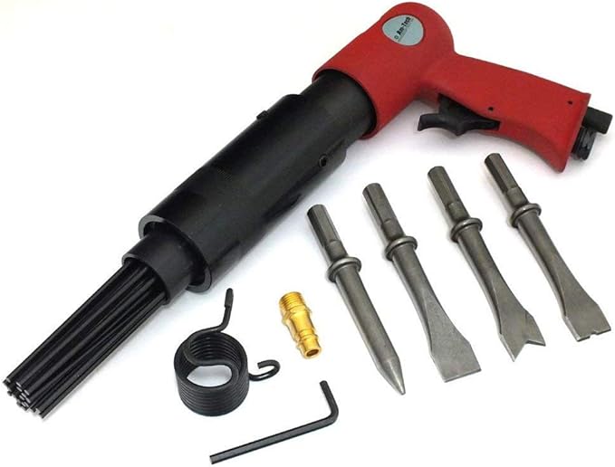 Tooltime® 150mm Air Hammer with 4 x 120mm Chisels and Needle DeScaler