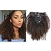 Lacer Ombre Remy Clip in Human Hair Extensions Afro Kinky Curly Clip 4B 4C Real Remy Natural Black Hair Extension Clip in Human Hair Two Tone T#1B/4 Dark Brown Color Full Head 18 Inch