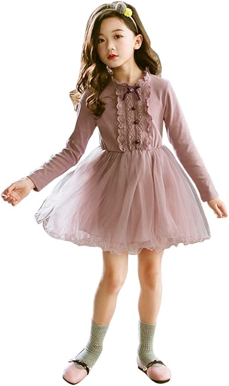 Amazon Asiso 女の子 ワンピース 子供ドレス チュール ワンピース 長袖 発表会 結婚式 七五三 130 浅紫 フォーマル 通販