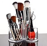 PuTwo Acrylic Makeup Brush Holder Desk Organizer Cosmetics Organizer Lipstick Organizer, Round, 370 Gram