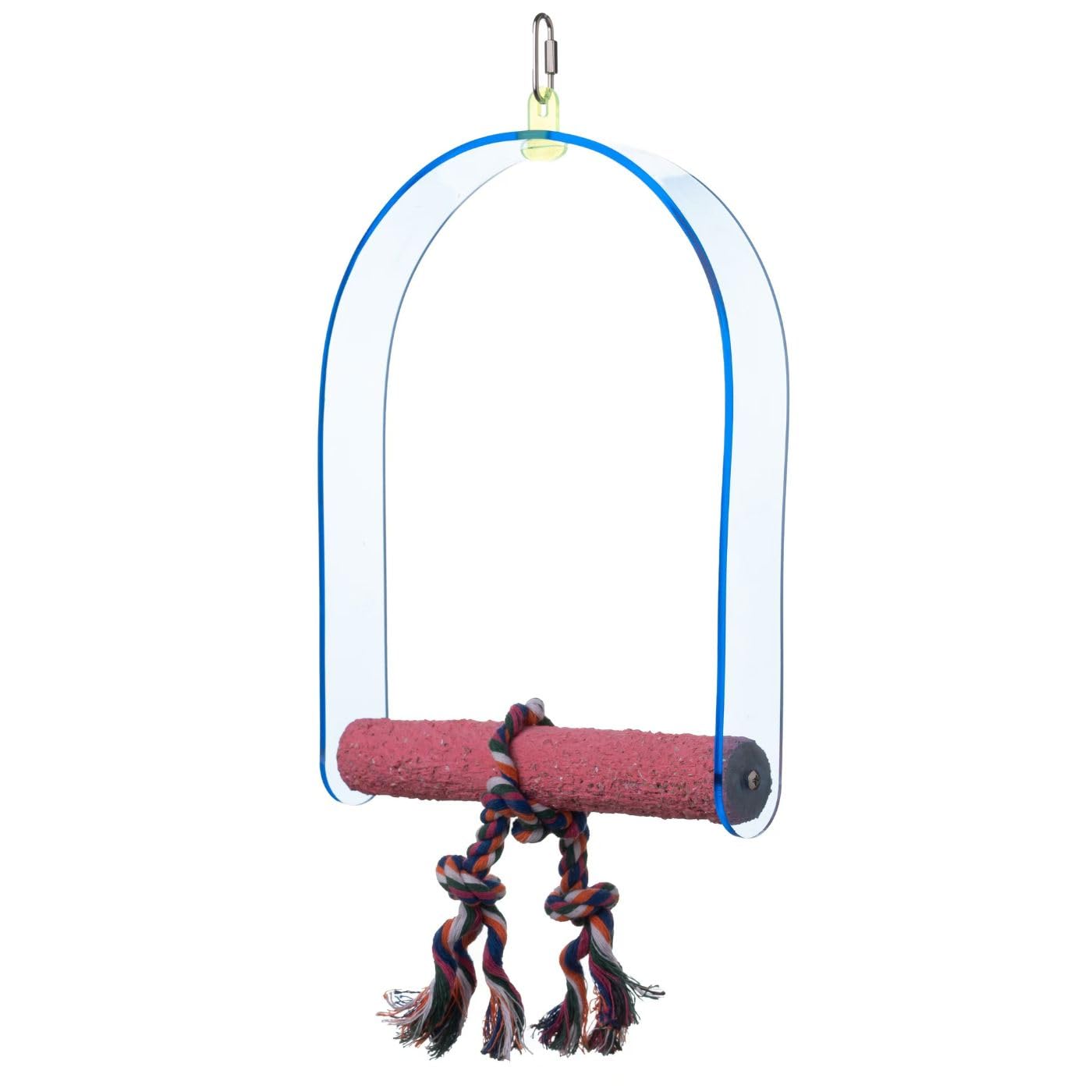 PARROT ESSENTIALS Sanded Nail Arch Swing Perch with Cotton Rope - Medium Parrot Toy Nest Swing for Nail Trimming - Wooden Bird Perch for African Grey, Amazon, Cockatoo - Pet Swing for Birdcage