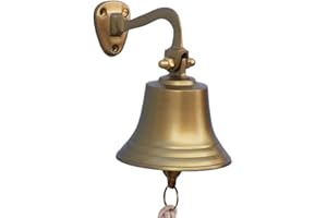Hampton Nautical 3xglass-101 Antique Brass Hanging Ship's 6" Bell-Nautical Decor, 6 inch