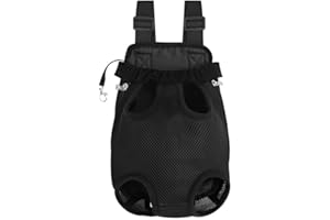 FXGJDENG Pet Carrier Backpack - Adjustable Pet Front Cat Dog Carrier Backpack Travel Bag,Legs Out,Easy-Fit for Traveling Hiking Camping for Small Medium Dogs (Black, Large)