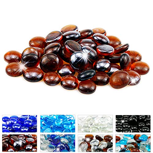 Utheer Copper Fire Pit Glass Beads, 1/2 Inch Round Fire Glass for Gas