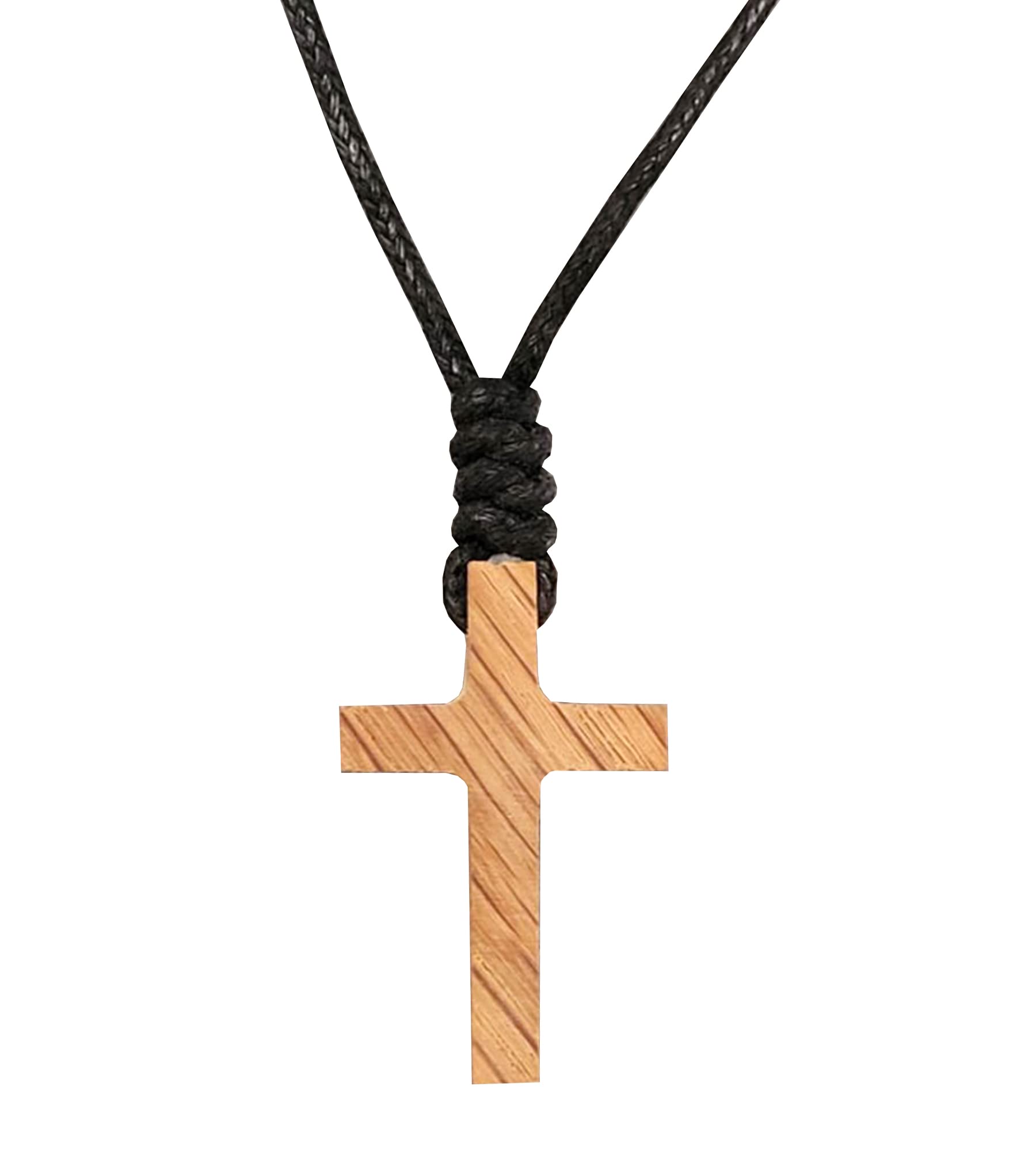 Broomsticker Humble Oak Wood Cross Pendant Necklace for Men Women Boy Girl Wooden Necklace