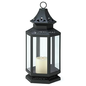 Buy Metal Candle Lantern Iron Black Large Stagecoach Patio Candle