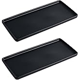 KITCHENLESTAR Bathroom Tray countertop 10" Set of 2, Ceramic Vanity Tray,Organizer Tray,Kitchen soap Tray (Black)