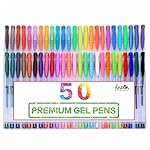 Lineon 50 Colors Gel Pens with 50 Refills Gel Pen Set for Adult Coloring Books Art Markers