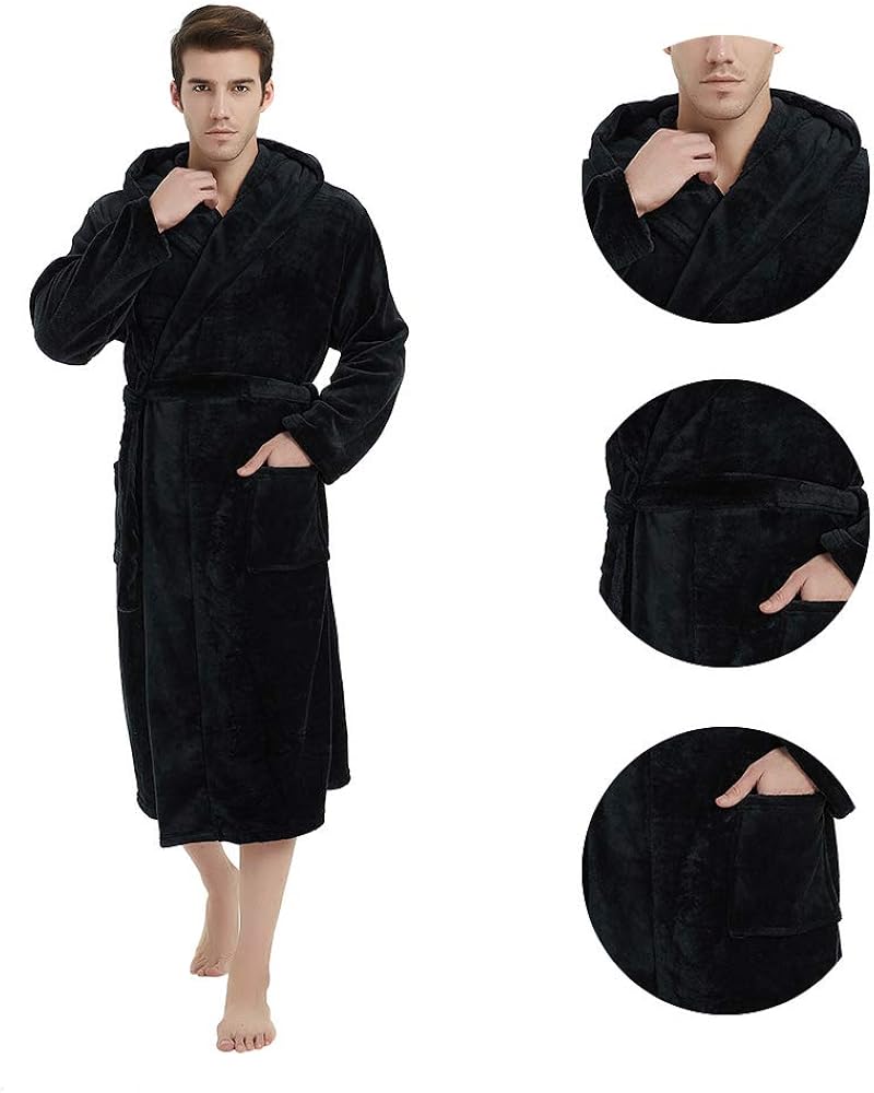 U2SKIIN Mens Fleece Robe Plush Collar Shawl Bathrobe at  Men’s Clothing store