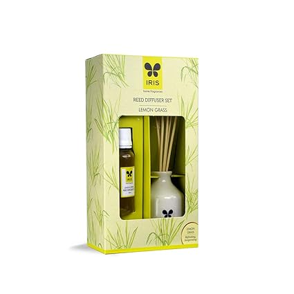 Iris Reed Diffuser with Ceramic Pot - Lemon Grass Home Fragrances INRD0101LG