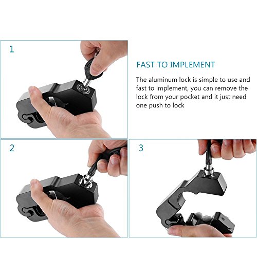 Soosee Motorcycle Lock - Universal  alloy CNC Motorcycle Handle Throttle Grip Security Lock with 2 Keys to Secure a Bike, Scooter, Moped or ATV in Under 5 Seconds - Thumbnail 4