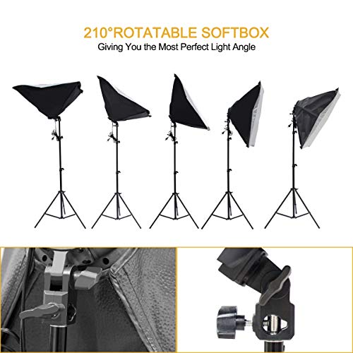 Wisamic Photography Video Studio Lighting Kit, Background Support System 10ft x 6.6ft/2MX3M with 3 Color Backdrop & Umbrella & Softbox, Continuous Lighting Kit for Photo Video Shooting Photography - Thumbnail 4