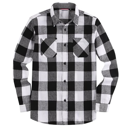 Boys Flannel Shirts Long Sleeve Kid Plaid Button Down Shirt White Size 14 at Amazon