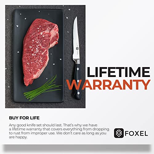 FOXEL Best Straight Edge Steak Knives Knife Set of 4, 8, or 12 Piece