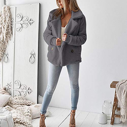 Vintage Women Coats with Faux Fur Duseedik Biker Motorcycle Overcoat Leather Zipper Jacket Outercoat Outwear Waistcoat Gray - Thumbnail 4