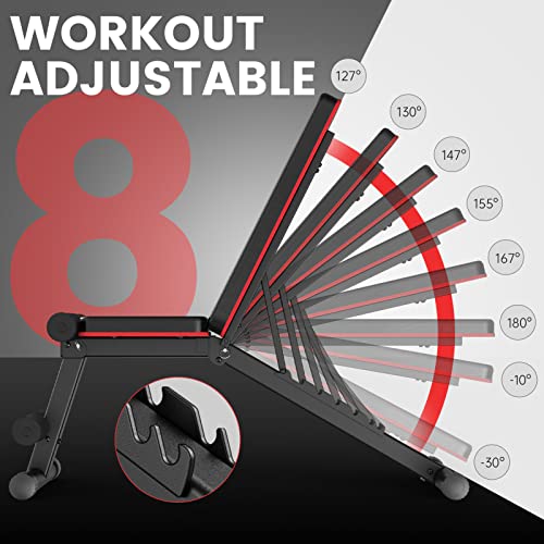 PASYOU Adjustable Weight Bench, Full Body Workout Strength Training Bench Press Foldable Incline Decline Bench Sit Up Exercise Equipment for Home Gym PA300/PA400/PA500