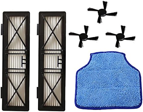 GIBTOOL Replacement Parts for Neato BotVac D Series D70、70E、75、80、85 2 Ultra-Performance Filters Replace Part 945-0215 & 3 Side Brush & 1 Micro-Fiber Mopping Cloth