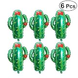 TOYMYTOY 28" Giant Cactus Balloons| 6Pcs Foil Cactus Party Balloon - Birthday Taco Party Decor, Mexican Fiesta Supply