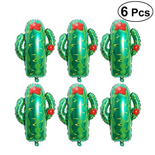 TOYMYTOY 28" Giant Cactus Balloons| 6Pcs Foil Cactus Party Balloon - Birthday Taco Party Decor, Mexican Fiesta Supply