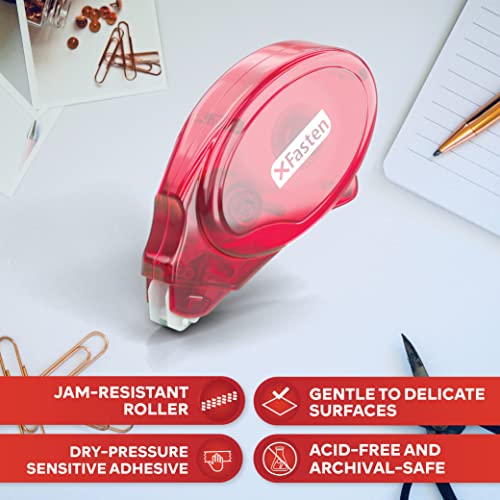 XFasten Adhesive Roller for Scrapbooking, 8mm x 30ft 4Pack Double