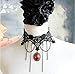 Elegant Crystal Princess Style Lace Fake Collar Necklace Chain, Sexy Women Girl Retro Gothic Punk Style Necklaces For Cosplay Party Wedding Easter Decoration