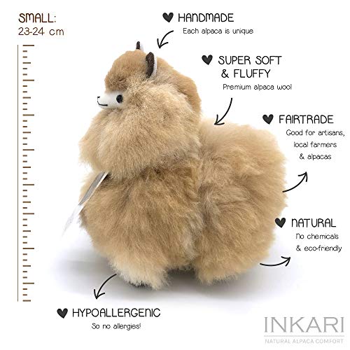 Inkari Alpaka Plüsch aus natürlicher und weicher Alpakawolle - Echte Alpakawolle, Frauen und Kinder - Sandstone (23cm) – Bild 4