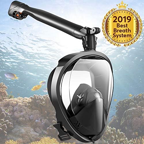 Joso Snorkel Mask, Adult Full Face Snorkeling and Diving Mask with 180° Panoramic View, Easy Breath, Detachable Camera Mount, Anti-Leak, Anti-Fog, Dry Top Set & Longer 360° Rotation Ventilation Pipe