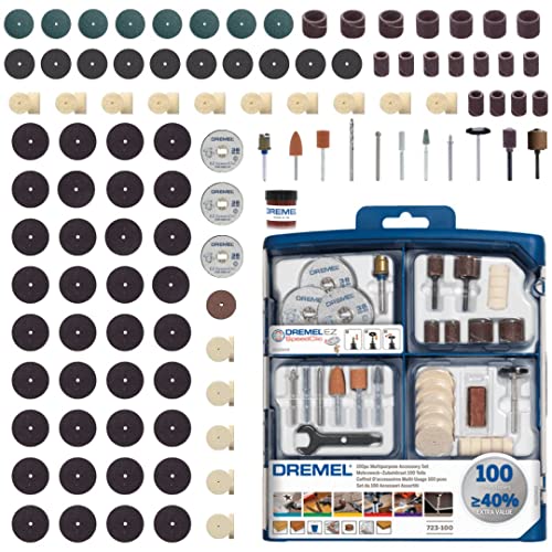 Dremel 723 EZ SpeedClic (100-teiliges Mehrzweck Zubehoerset fuer Multifunktionswerkzeuge mit 100x Zubehoer, Spannzangenschluessel und Aufbewahrungsbox)