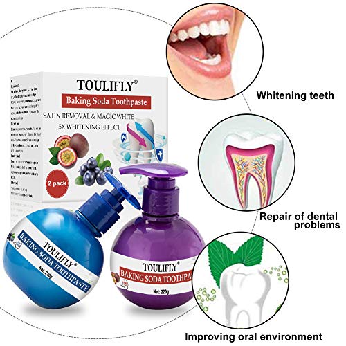 Whitening Toothpaste,Baking Soda Toothpaste,Teeth Whitening Toothpaste,Intensive Stain Removal Whitening Toothpaste,Strengthening Toothpaste Fight Teeth Bleeding Gums Stain 2 Pcs
