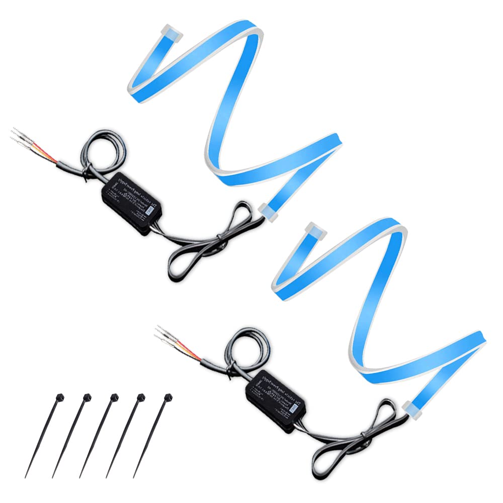 DEFVNSY 1-Set (2PCS) Super bright 45CM 17.7" Waterproof Flexible Car DRL LED Strip - White for Daytime Running Lights - Yellow for Turn Signal Lights for Any 12V Cars Headlight