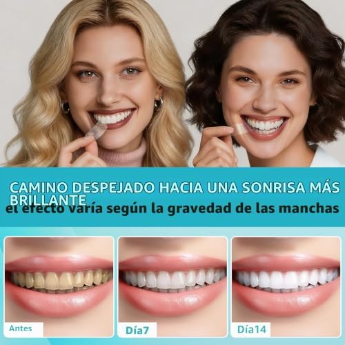 28 Unidades Tiras Blanqueadoras De Dientes, Teeth Whitening Strips, Reduce Eficazmente La Decoloración Dental, Fácil Aplicación En Casa, Refresca Respiración