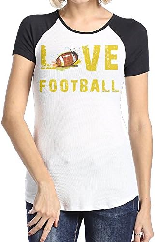 Women's Two-Toned T Shirt-Cool Love Football Black
