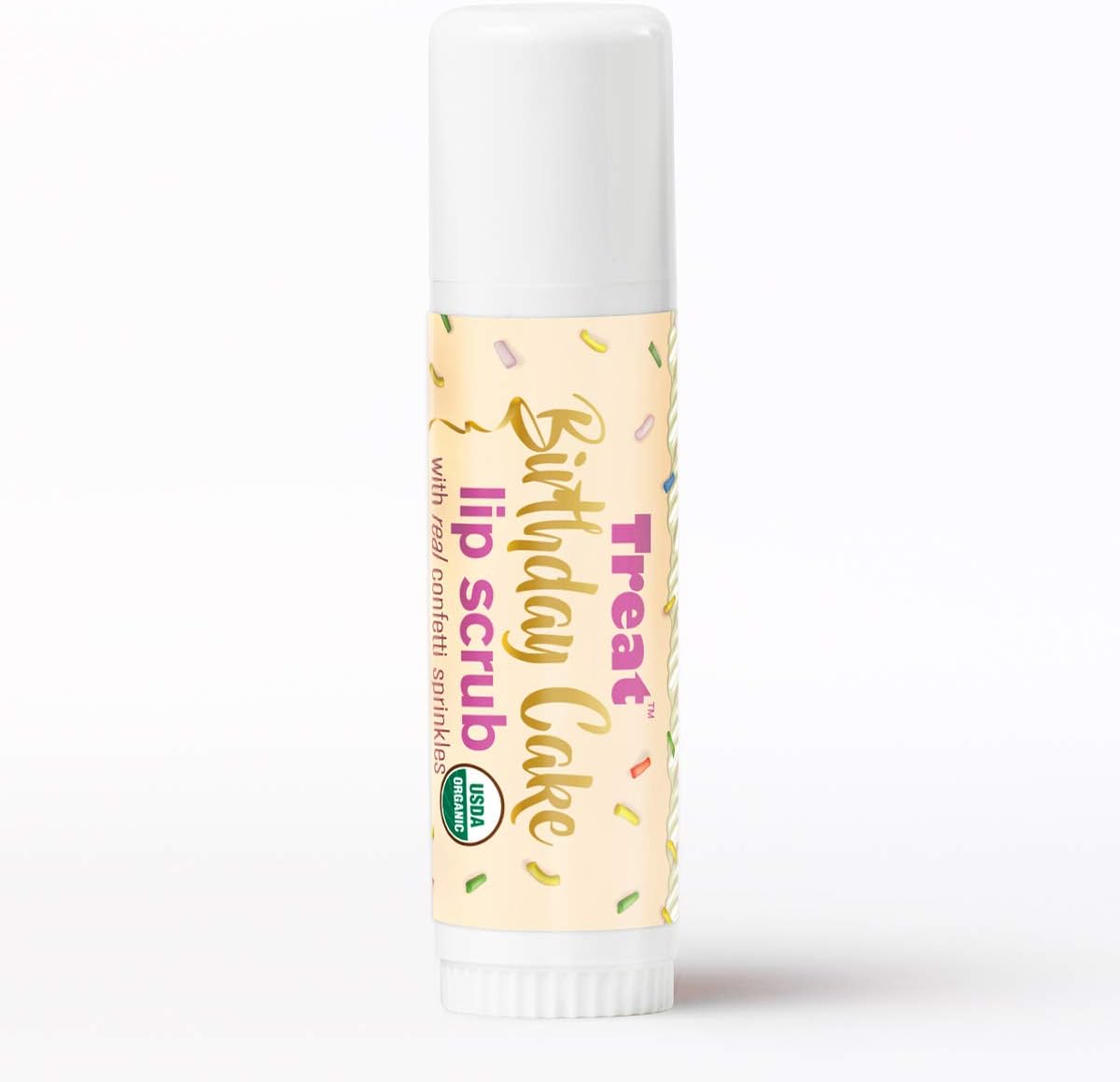 TREAT Jumbo Lip Balm, Organic & Cruelty Free (.50 OZ) (Birthday Cake Lip Scrub)