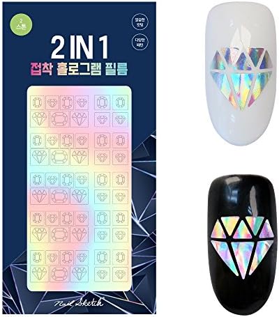 NAILSKETCH (1 Sheet) 2 in 1 Hologram Film Sticker for Holographic Nail Art Made in Korea (Gemstones)
