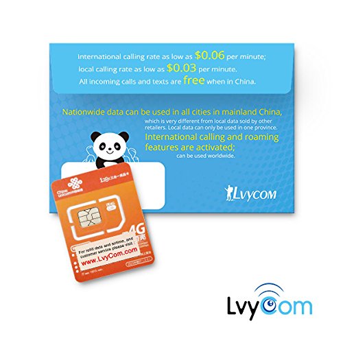 China SIM Card 3GB 4G LTE Data + 50 mins Local Calls or 100 Texts! China Local #, Free Incoming Calls and Texts!