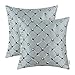CaliTime Pack of 2 Cushion Covers Throw Pillow Cases Shells for Sofa Couch Home Decoration 18 X 18 Inches Modern Diamonds Shape Geometric Chain Embroidered Gray