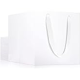 EUSOAR Kraft Bags with Handles, 10x10x10 inches Pack of 20 Paper Gift Bags, Business Packaging Handmade DIY Bag Wedding Party Favor Bag Decoration Ornaments Pouches-White
