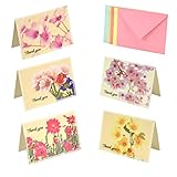 Thank You Cards set 50 Cards 50 Colored Envelopes, 5 Floral Designs Greeting Cards, Blank Foldable Note Cards Watercolor Florals Assorted Pack Greeting Cards for All Occasions 4 x 6 inches By Colorona
